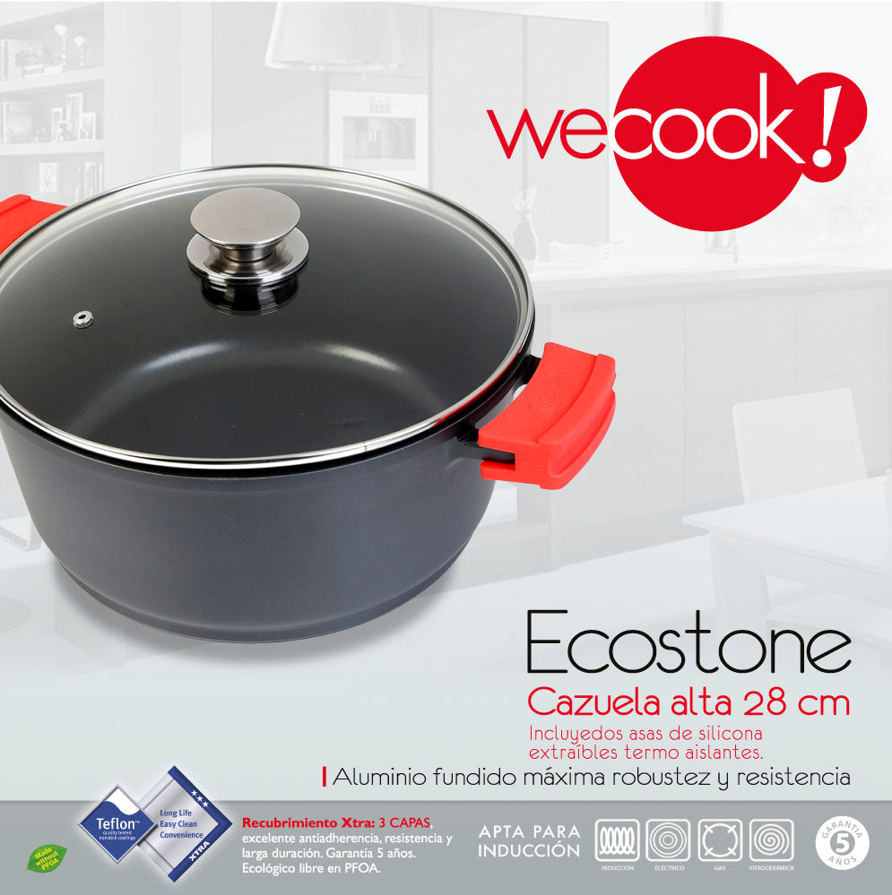 Cacerola Aluminio Fundido ECOSTONE 28 Cm – Induction – Antiadhésif Écologique Sans PFOA